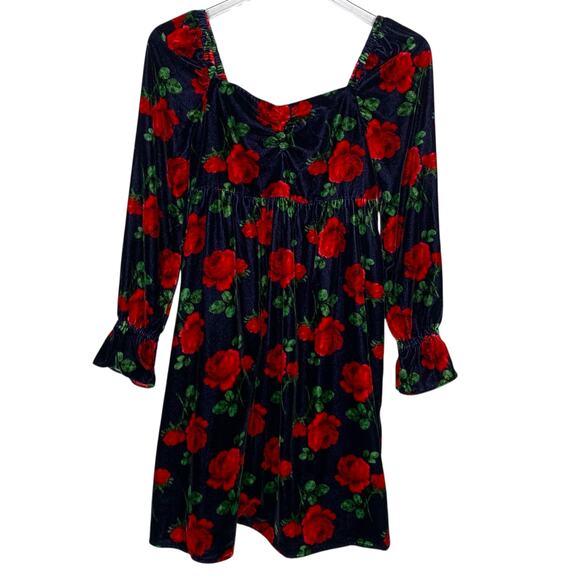Janie and Jack Other - Janie and Jack 16 Rose Velvet Dress Dark Marine Rose Print Party Holiday